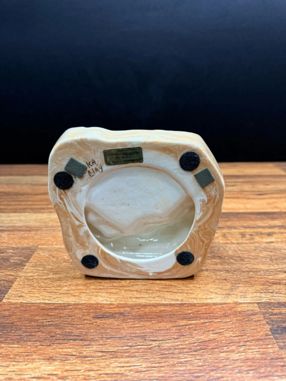 Alaska Clay Grizzly Bear with Fish Ashtray by Marie Pouch L - Ketchikan